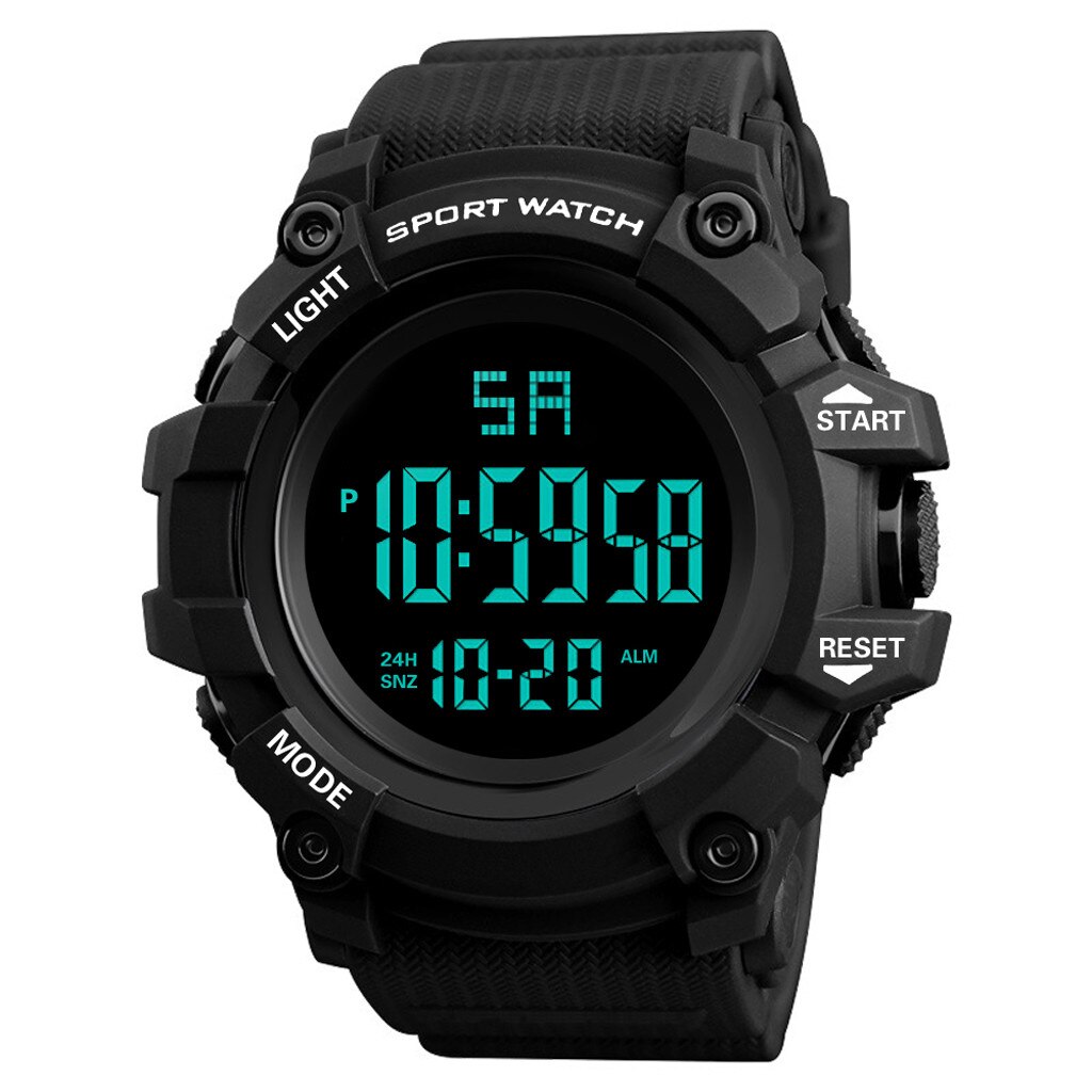 Honhx Sport Heren Digitale Horloge Led Horloge Datum Mannen Outdoor Elektronische Horloge Casual Sport Led Horloges Relogio Digitale: Black