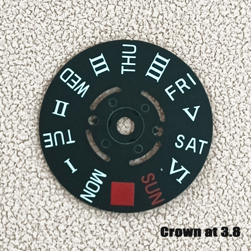Black Roman NH35 NH36 Movement Wheel Dial Fits For NH35 NH36 Automatic Movement Crown at 3.0/3.8 oclock Date Week Wheel Dial: green