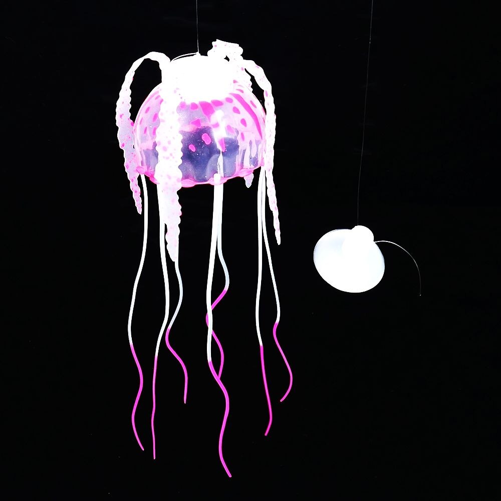 Artificial Simulation Jellyfish Aquarium Underwater Glowing Effect Fish Tank Ornament Aquarium Accessoires Home Living Decration: pink
