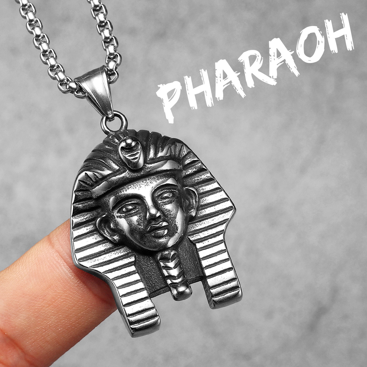 Colliers en acier inoxydable pour hommes et femmes, pharaon égyptien, Sphinx, pendentif de la présidence, amulette injuste, bijoux , , choses sympas: Rhodium plaqué