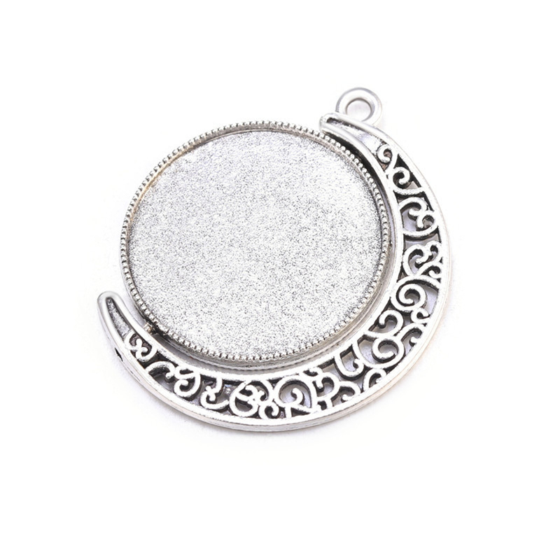 5 unids/lote camafeo de doble cara cabujón colgante Base 20/25/30mm tiempo gema Luna hueco giratorio bandejas en blanco para hacer joyería DIY: 30 mm / Gris