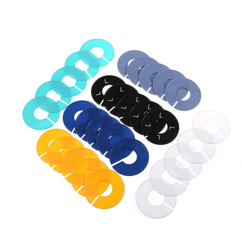 5 lege Ronde Rack Plastic Kleding Ring Maat Verdelers Past Ronde Vierkante Buis Kledingstuk Tags Maat Markering Ring