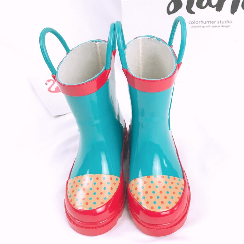 Kidshandle punho-it chuva bota sapato bonito dos desenhos animados da criança do bebê botas à prova dwaterproof água crianças sapatos de borracha crianças tornozelo bota para menina menino