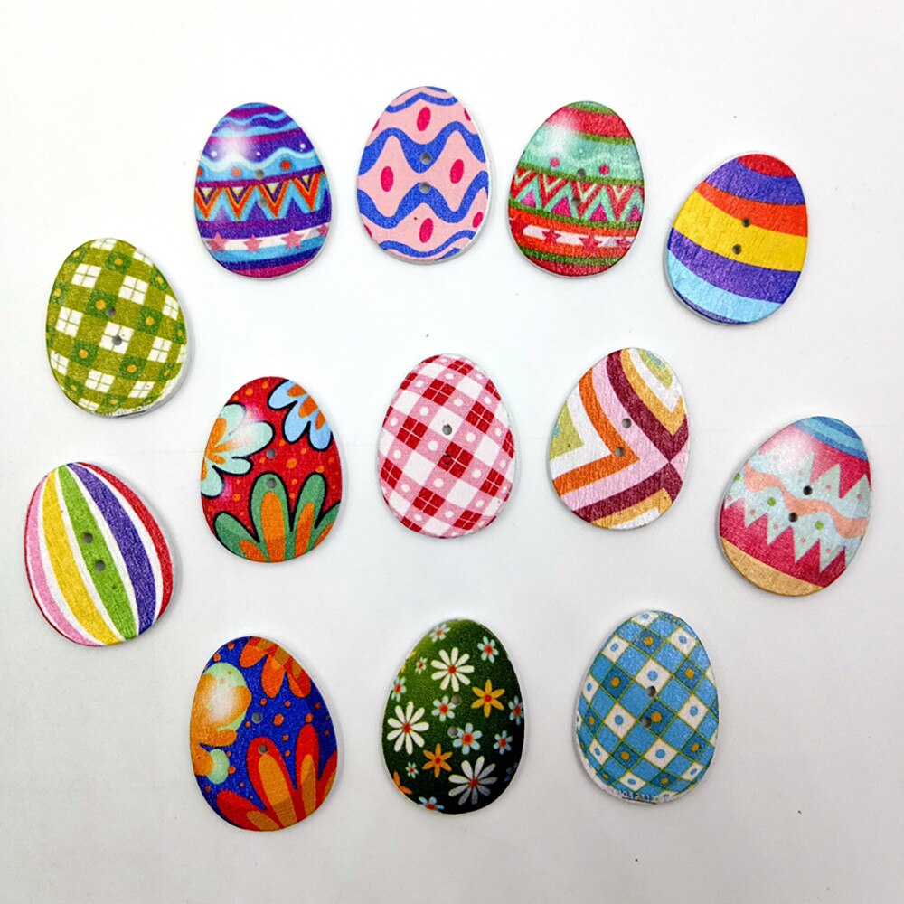 100 PCs DIY Craft Mixed Wooden Buttons Painting Foam Easter Eggs 2Hole Fit Sewing DIY Craft Easter Decoration Supplies