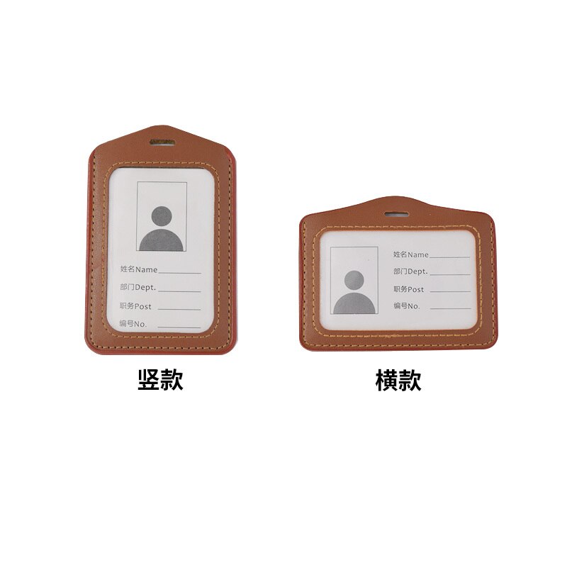 Portable Neck Strap Rope Staff Employee's ID Work Card Holder PU Office Buliding Gate Pass Access Card Cover Sleeve with Lanyard