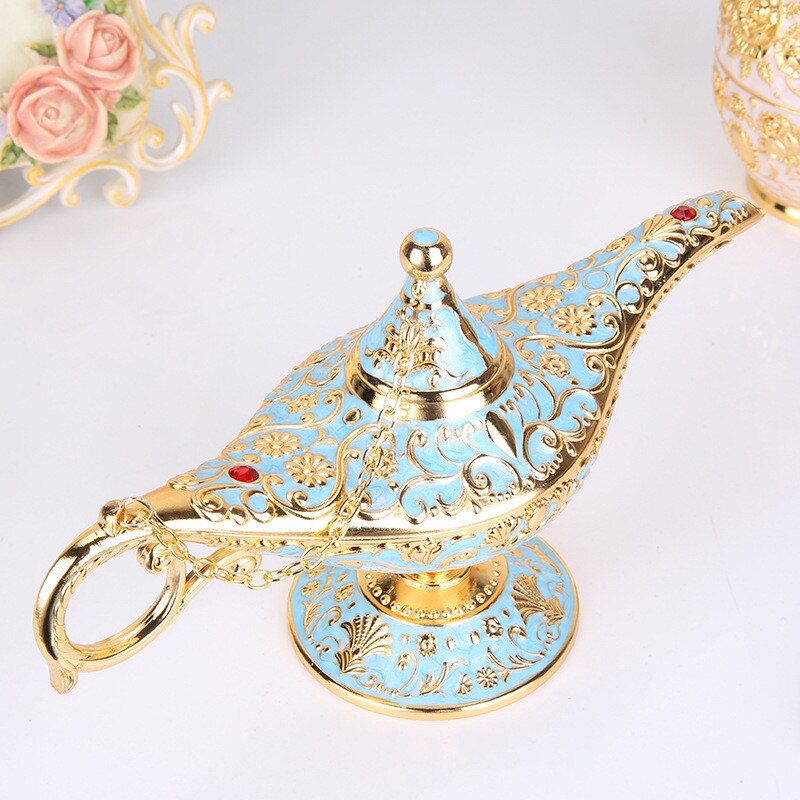 [hht] 10 kleuren aladdin magische lamp retro huisdecoratie traditionele uitgeholde sprookjesachtige wensgeest lamp theepot knutseldecoratie: 2212cm-05
