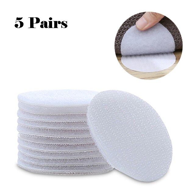 5/10Pairs Dubbelzijdig Antislip Fastener Dots Stickers Zelfklevende Herbruikbare Zelfklevende Vel Sofa Mat tapijt Anti Slip Fix Pads: 5PCS-White