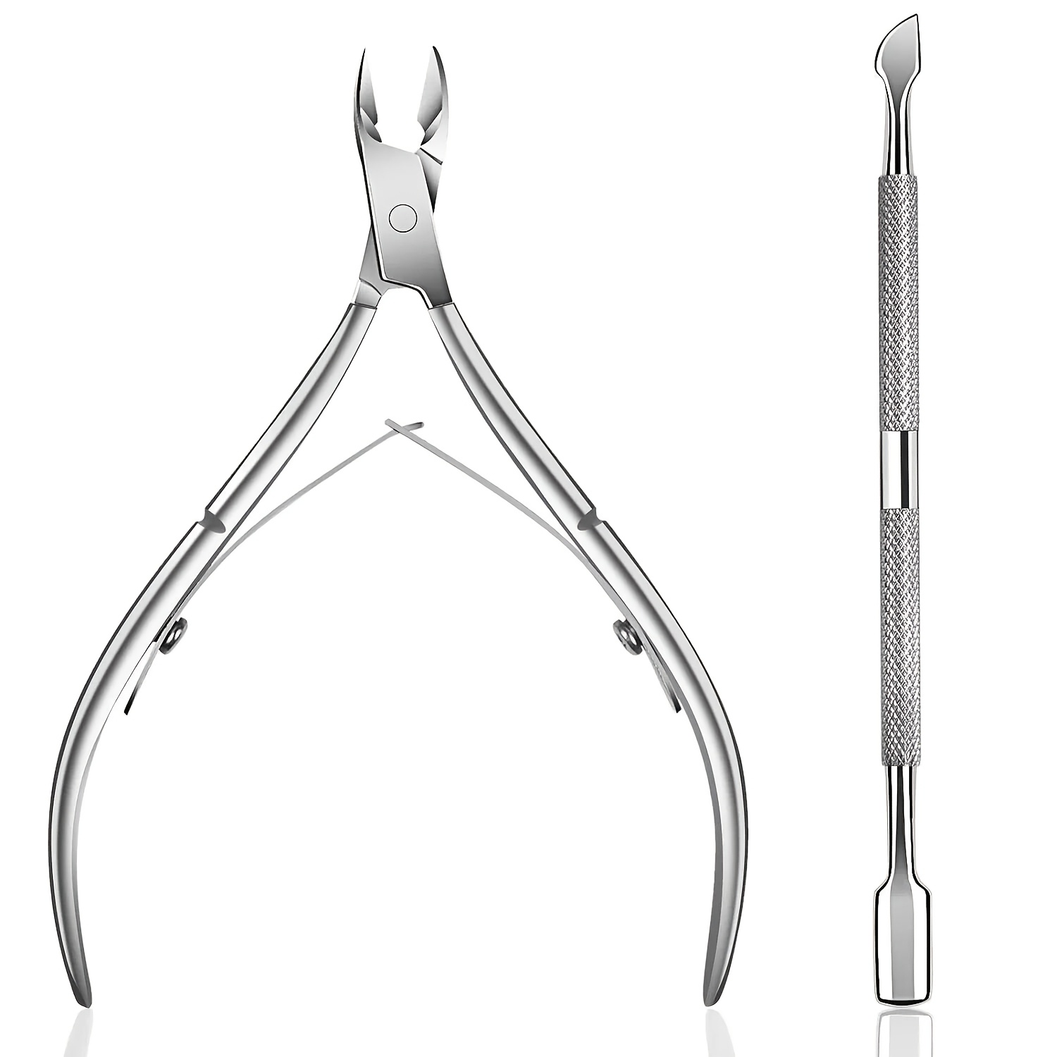 1/2 Stuks Professionele Rvs Cuticle Trimmer Met Cuticle Pusher - Cuticle Remover Cuticle Nipper Cuticle Cutter Clipper: Rood