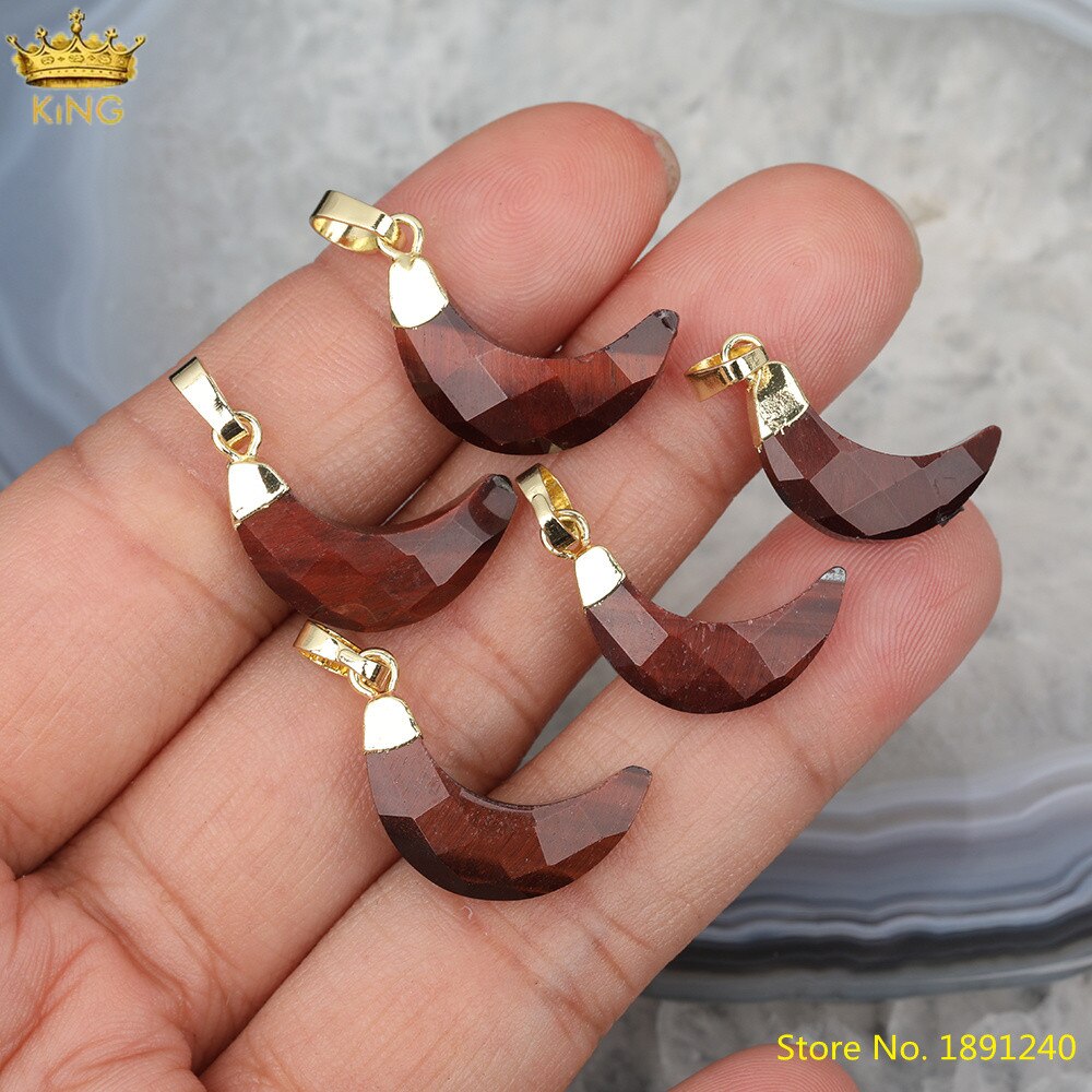 5 Pz/lotto Naturale Del Sole di Pietra di Luna a Forma di Del Pendente Per La Collana, barre di oro Bianco di Cristallo Del Pendente Pendenti E Ciondoli Per Orecchini FAI DA TE HS-83KBI: Red Tiger Eye