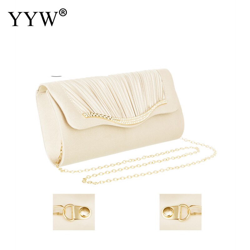 Dames Elegante Schoudertas Beknopte Plooi Clutch Bag Strass Zwart Effen Envelop Schoudertassen Rechthoek Portemonnee Vrouwelijke