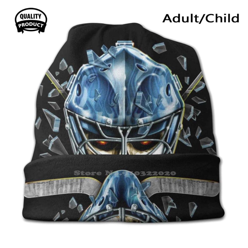 Airbrushed Hockey With Exploding Ice With Skull Outdoor Cycling Fishing Motorcycle Scarf Mask Sports Skulls Hockey Ice: Knit Hat / Adult Size