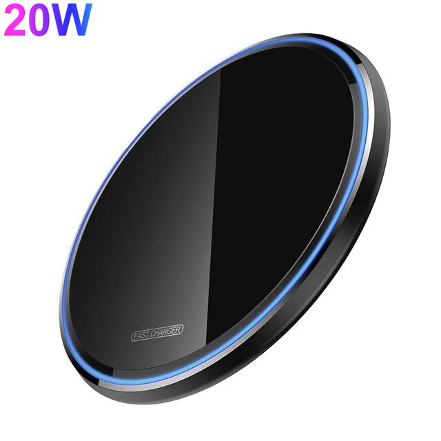 Quick 30W Qi Draadloze Oplader Voor Iphone 12 11 Pro Max X Xr Xs 8 Voor Samsung S21 S20 s10 Note 20 10 Inductie Snel Opladen Pad: 20W Black