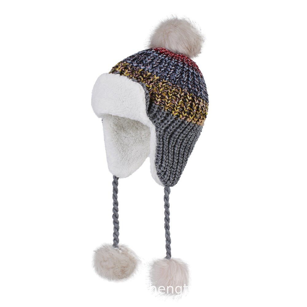 Baby vinter pompon hue strik børne hue til drenge og piger med fleece foring bomber caps til børn: Rød / M 1-2y