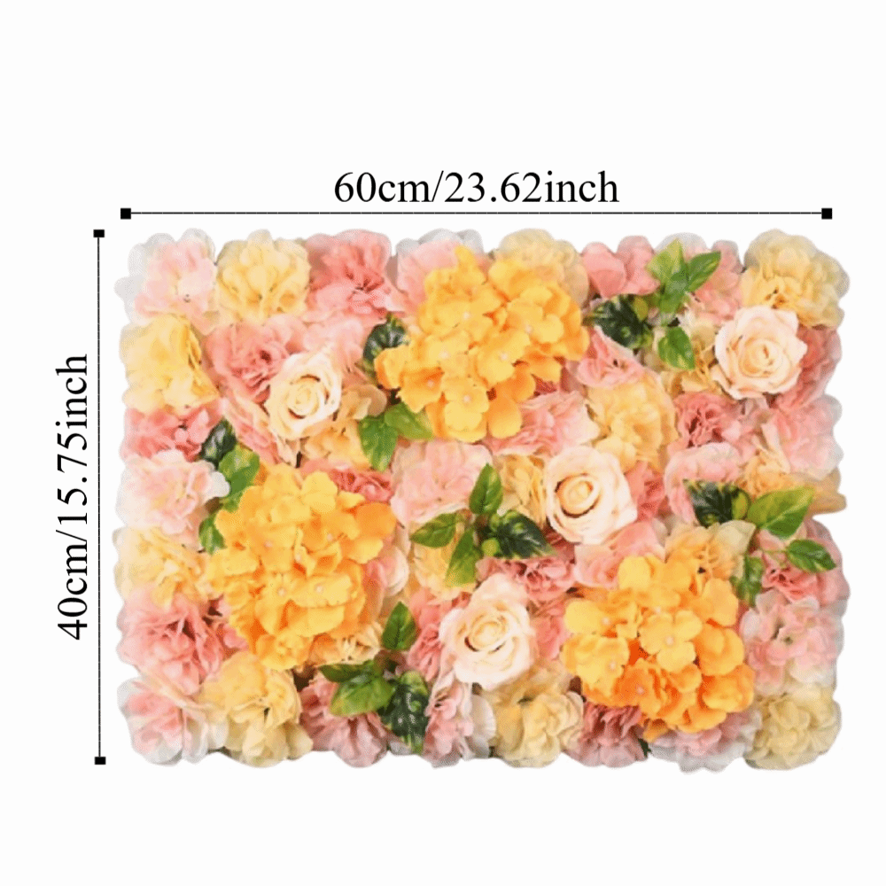 Handgemaakte Kunstbloemen Wandpanelen Realistisch 60x40cm Rozen Bruiloft Achtergrond Romantisch Duurzaam Zijden Rozen Bloemenwand