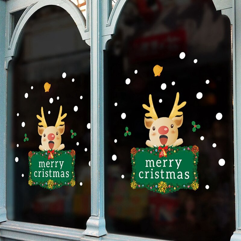 Leuke Elanden Kerst Muurstickers Vensterglas Festi... – Grandado