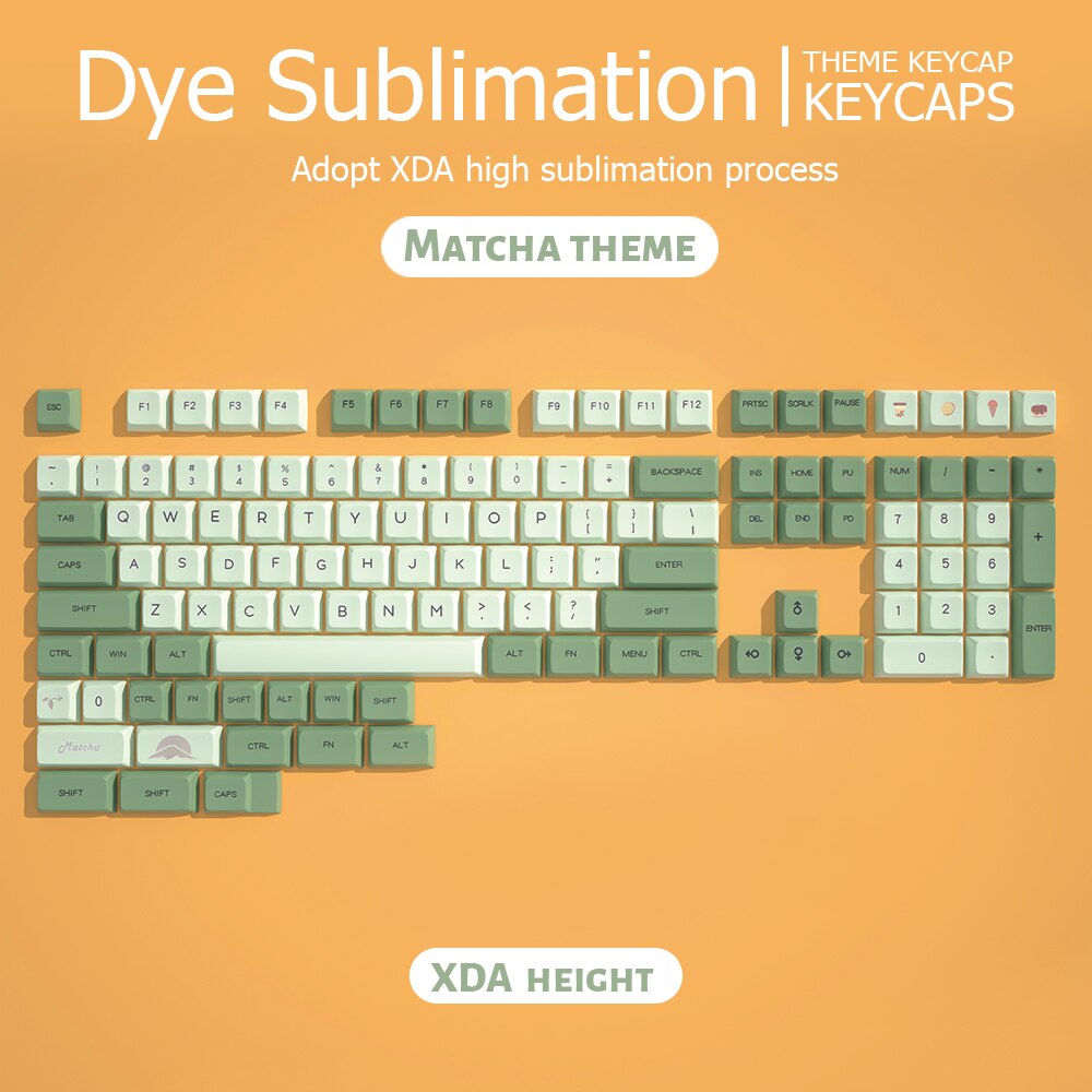 white and green color XDA profile keycap 124 dye sublimated Filco/DUCK/Ikbc MX switch mechanical keyboard keycap PBT Keycaps