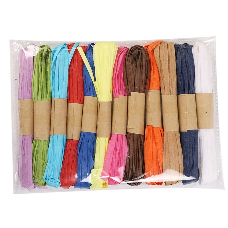 12pcs 10m Paper String Ribbon Natural Paper String Craft Cord Rope Raffia Paper Rope Durable for Arts Crafts DIY Wrapping