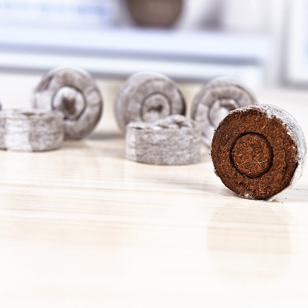 100 stücke 30mm Haushalt Garten Pellets Hersteller Torf Komprimiert Torf Boden Kügelchen Sämling Boden Block Hersteller Samen Ausgangs