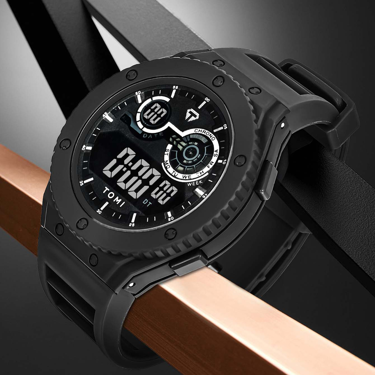 TOMI-reloj Digital luminoso LED para hombre, minimalista, resistente al agua hasta 30M, deportivo, con fecha, electrónico para estudiantes