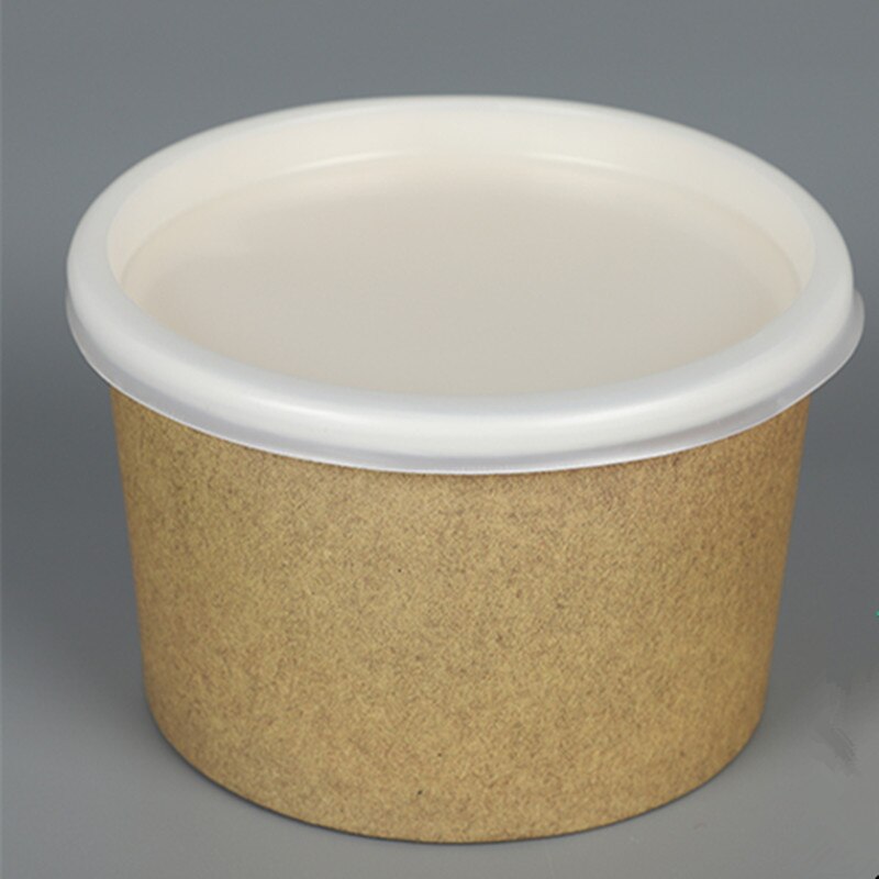 50pcs 200ml 300ml pudding jelly dessert paper cups with lid takeaway package White disposable ice cream cup party birthday favor: cup and lid1 / 8.5oz 300ml 50pcs