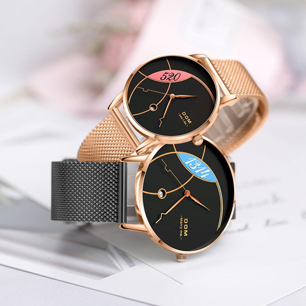 Paar Horloge Dom Mode Quartz Horloge Vrouwen Luxe Rvs Quartz Horloge Mannen Horloge Voor Liefhebbers Valentijnsdag