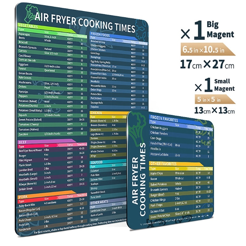 2 Stuks Set Lucht Friteuse Accessoires Kok Keer Lucht Friteuse Magneet Cheat Sheet Quick Reference Guide Voor Koken En Koekenpan gif