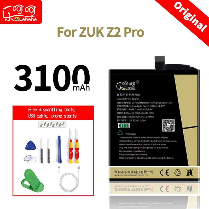 Lehehe Zuk Z1 Batterij Zuk Z2 Batterij Zuk Z2 Pro Batterij Zuk Z2 Rand Batterij BL255 BL263 BL271 BL268 echte Batterij Replacem: BL263 for Z2 Pro