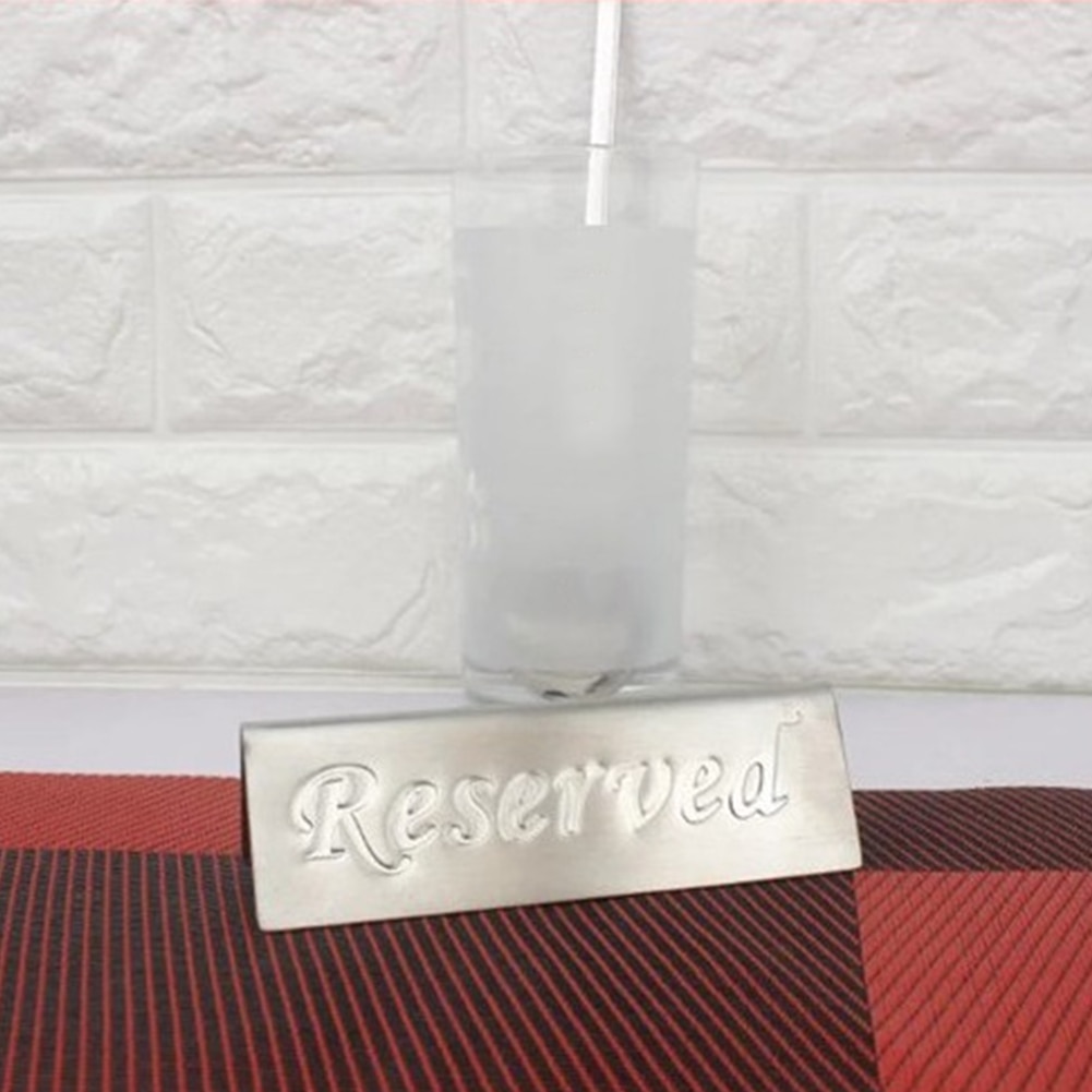 Triangle Practical Desktop Indicator Restaurant Reserved Pattern Bar Table Sign Party Portable Double Side Stainless Steel