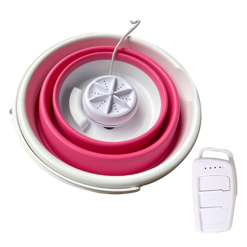 Foldable Mini Washing Machine Rotating Ultrasonic Turbines Washer USB Charging Laundry Clothes Cleaner for Home Travelg: 3