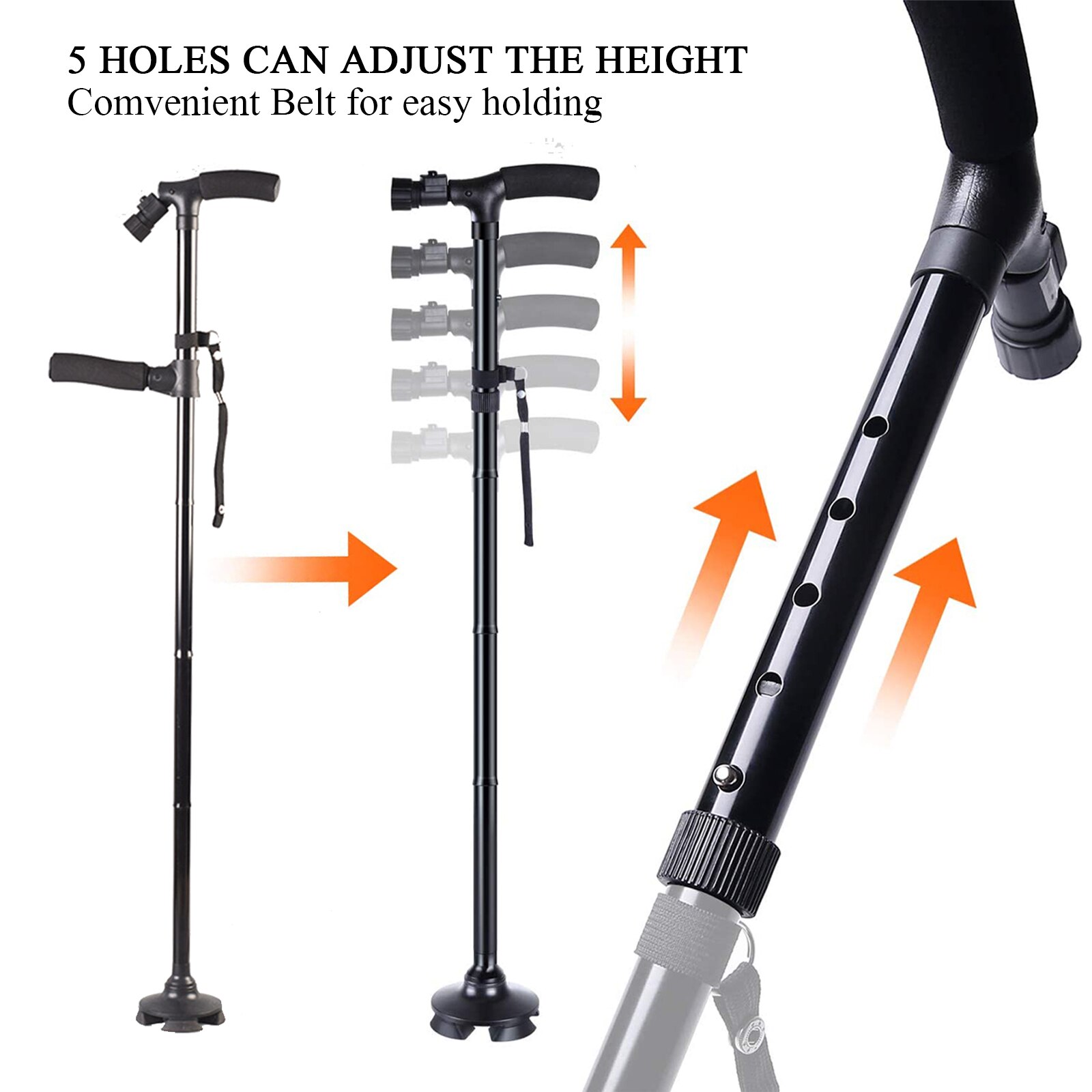 Walking Stick Collapsible Telescopic Folding Cane Elder Cane LED Walking Trusty Sticks Elder Crutches For Mothers Elder Fathers