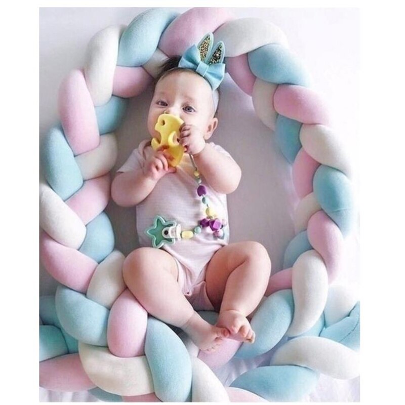 Łóżeczko dla dziecka ogrodzenie plecione paski skręcać miękka poduszka węzeł pleciony osłona robić łóżeczka pościel poduszka ręcznie tkane skręcać łóżko robić łóżeczka