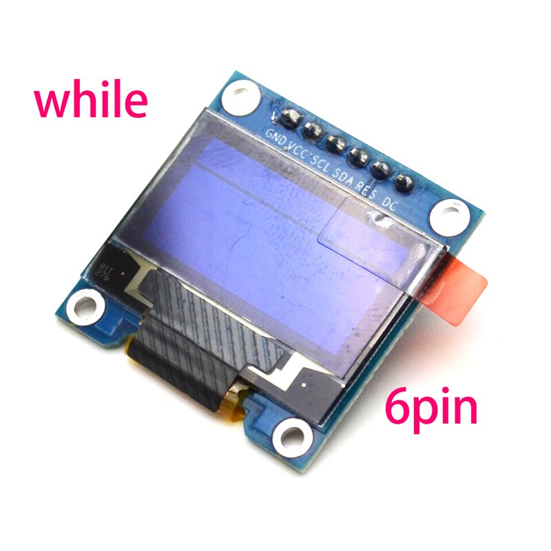 1 stk 0.96- tommer 128*64 oled lcd spi interface display 6 pin b type til hindbær pi arduino: Hvid med pin