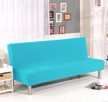 Solid Color Solid Sofa Cover Elastic fabric sofa cover Sofa Slipcover Candy Green All-inclusive Cover For Couch Without Armrest: blue