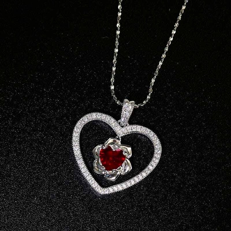 Reddito alla moda, squisita romantica collana a forma di cuore rosa, pendente a forma di cuore rosa, amore perfetto è un regalo per le ragazze