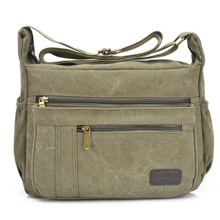 GUMUZI Casual Travel Canvas Mens Shoulder Bag Vintage Women Crossbody Messenger Bags Male handbag totes