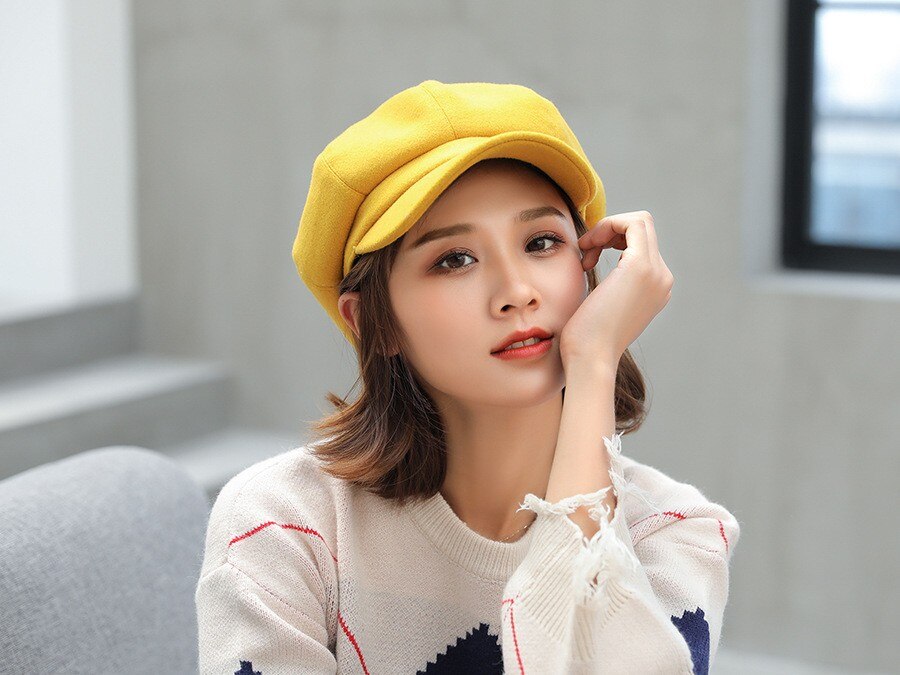 YQYXCY – béret pour femme et homme, casquette octogonale de peintre, de Style anglais, collection automne-hiver