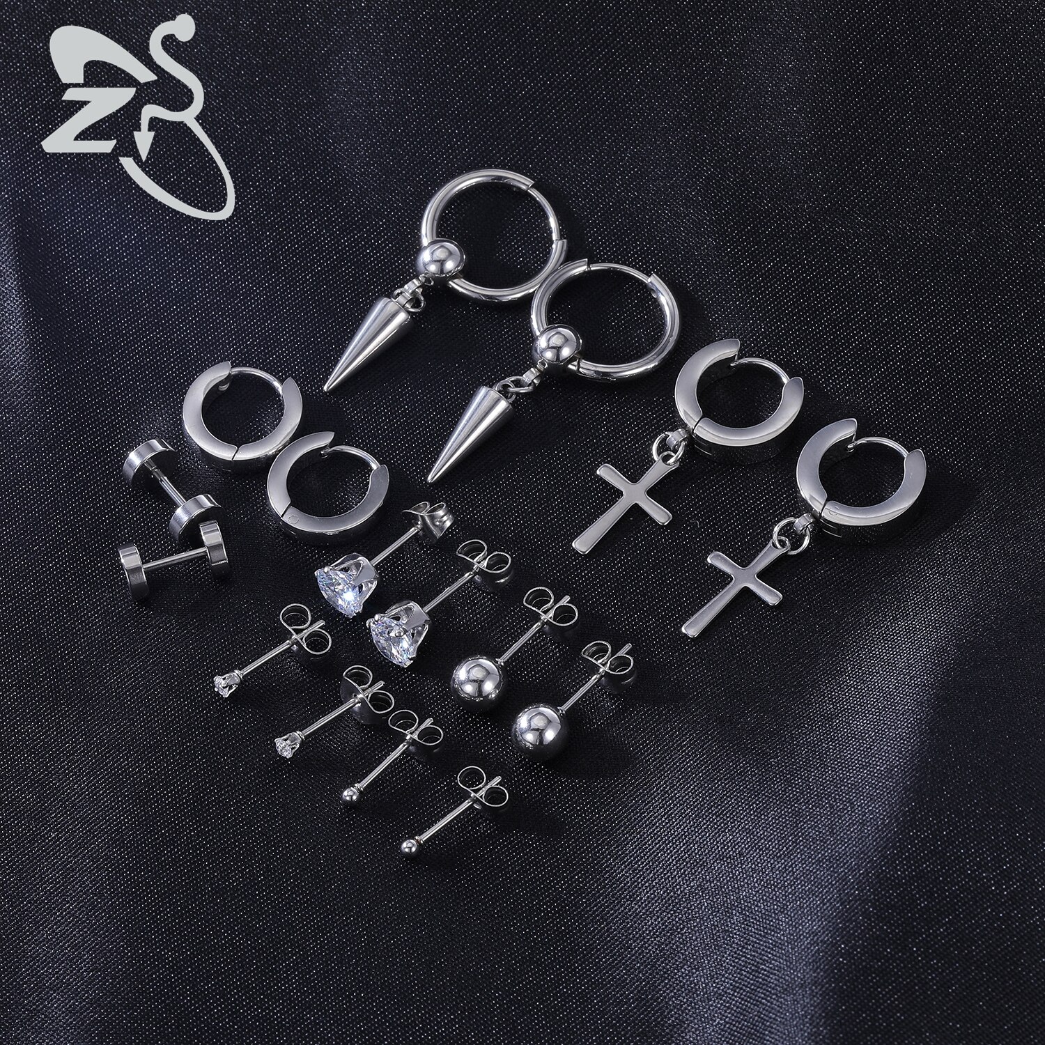 Zs 5-16 Stks/partij Punk Rock Kruis Oorbellen Set Voor Mannen Vrouwen Rvs Hoop Earring Gothic Hip hop Cirkel Ronde Oorbel