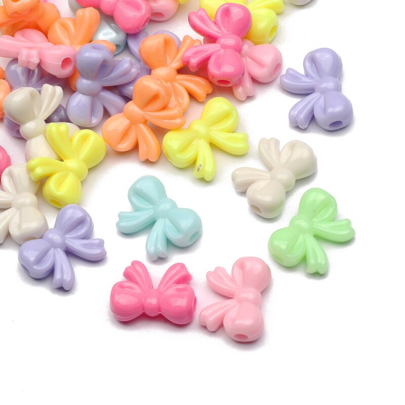 20/40/60 stück 15 x 20mm acrylperlen in bonbonfarben, schleifenform, lose zwischenperlen für schmuckherstellung, handgefertigte armbänder, diy-accessoires