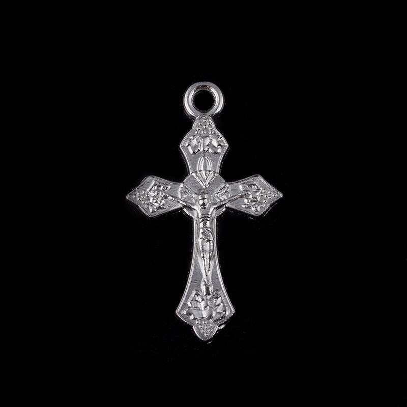 Colgante de Cruz con etiqueta de Rosario Católico, joyería de 24 Uds., colgante de Jesús, fabricación de Material de aleación de Zinc