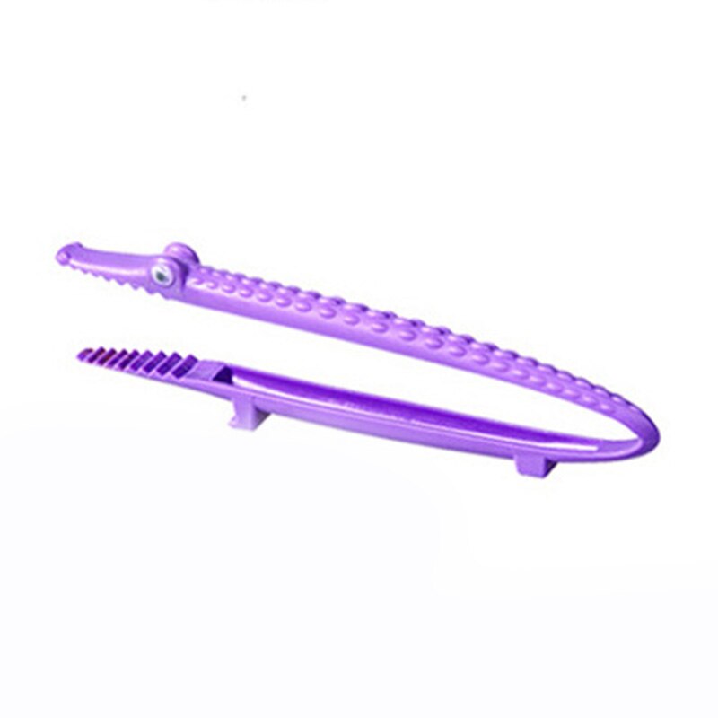 1pcs 1 PC Plastic Crocodile Shape Food Tongs Non-Stick Barbecue Clip Kitchen Tools Utensils Accessories: purple