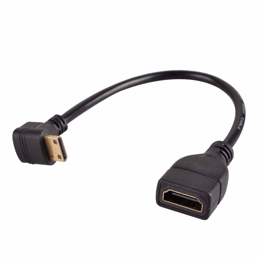 Down Angle Mini-HDMI to HDMI Cable - Male to Female - Supports Ethernet, 3D and Audio Return