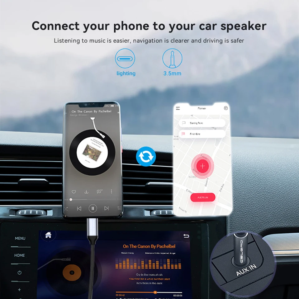 Do iPhone 15 Adapter audio Aux do iOS do 3,5 mm Jack Kabel Złącze Rozgałęźnik Do Apple 14 13 12 11 Pro max plus Głośnik samochodowy