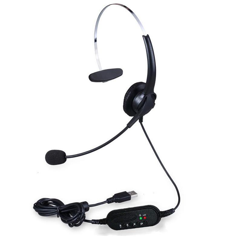 Enkelzijdig Usb Snoer Headset Callcenter Mono Hoofdtelefoon Met Verstelbare Microfoon Mute Volume Controle Button