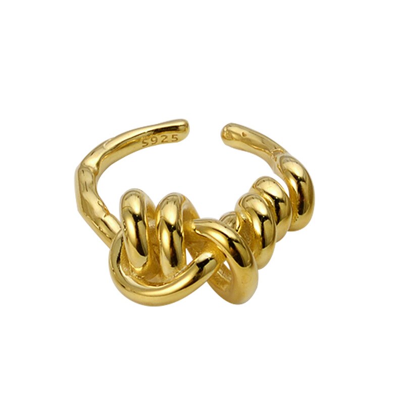 Silvology 925 sterling silver oregelbundna rep knut ringar garn väv lager tjocka japan korea ringar för kvinnor fashionabla smycken