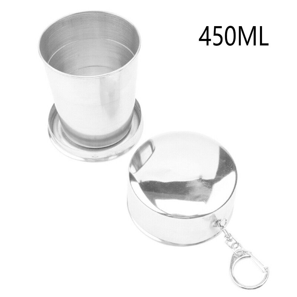 75/150/250/450ML Edelstahl Faltbare Tasse Camping Kochgeschirr Erweiterbar Tasse Teetassen Tragbare Outdoor reise Camping Tassen: Freier Raum
