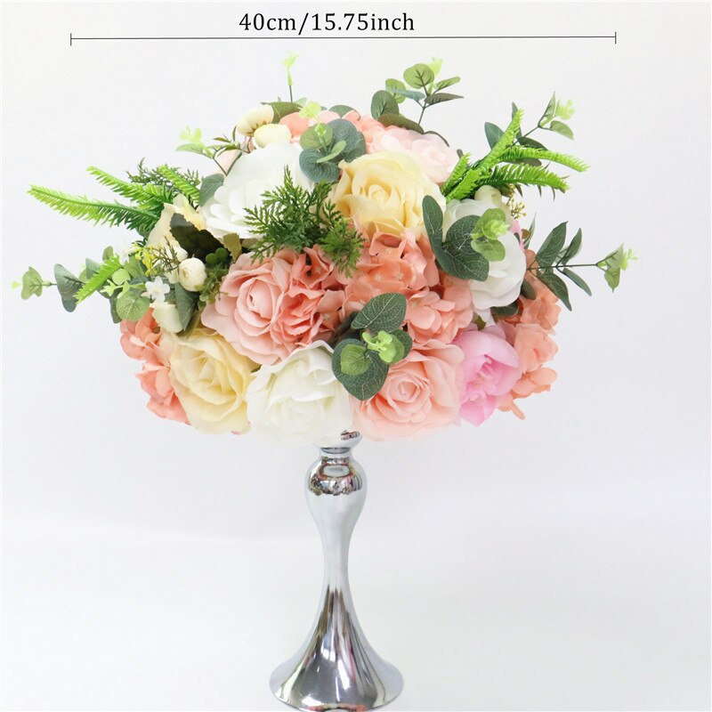 35/40/50cm Artificial flower table centerpiece party wedding backdrop decor road lead flower ball rose hydrangea rose peony leaf: 40 cm flower ball