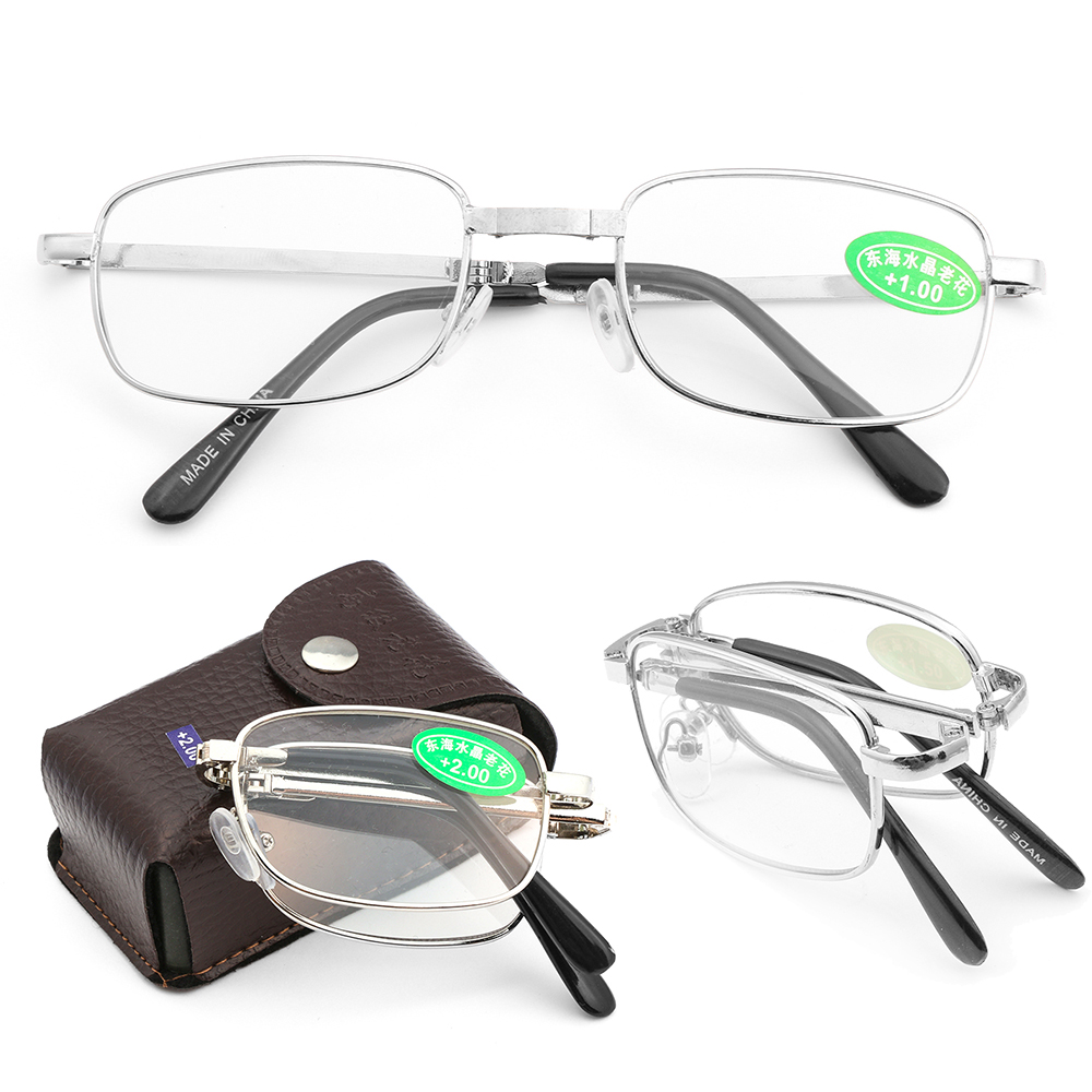 Folding Reading Glasses with Case Men Women Ultra-light Rimless Magnetic Presbyopia Eyeglasses Spectacles Diopter +1.0~4.0