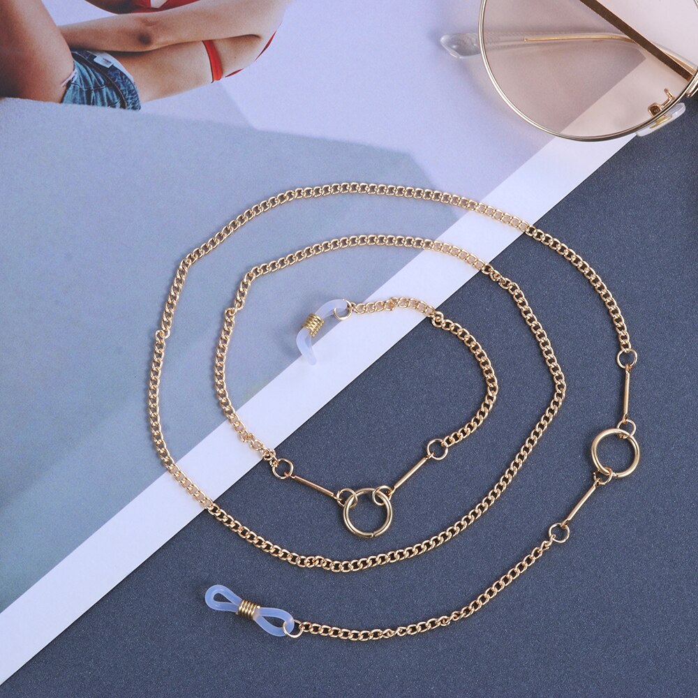1PC Women Pearls Sunglasses Chains Gold Eyeglasses Chains Sunglasses Holder Necklace Eyewear Retainer Accessories: 5-BZ1360