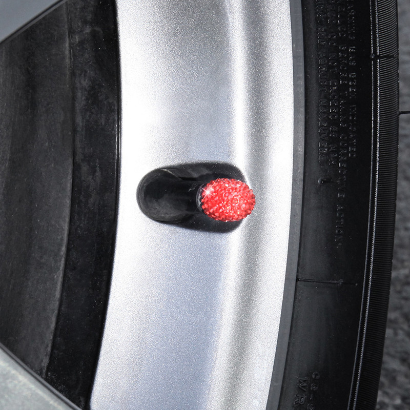 4 Pcs/Set Rhinestone Car Wheel Tire Valve Caps Tyre Rim Stem Covers Airdust Waterproof For Automobiles Motorcycles Trucks Bikes