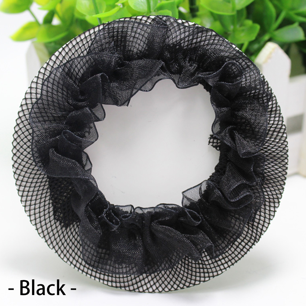 Dot fille femmes chignon couverture Snood filet à cheveux filets Latin Ballet danse patinage Crochet Snoods cheveux accessoires: Black